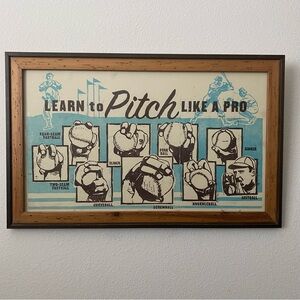 Vintage Framed Learn to Pitch like a Pro Print, Baseball Pitching Mechan…